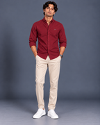 OXFORD COTTON RELAXED FIT SHIRT – DARK RED