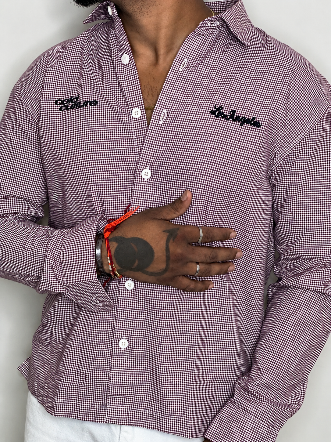Mini Checks Boxy Shirt- CHERRY RED