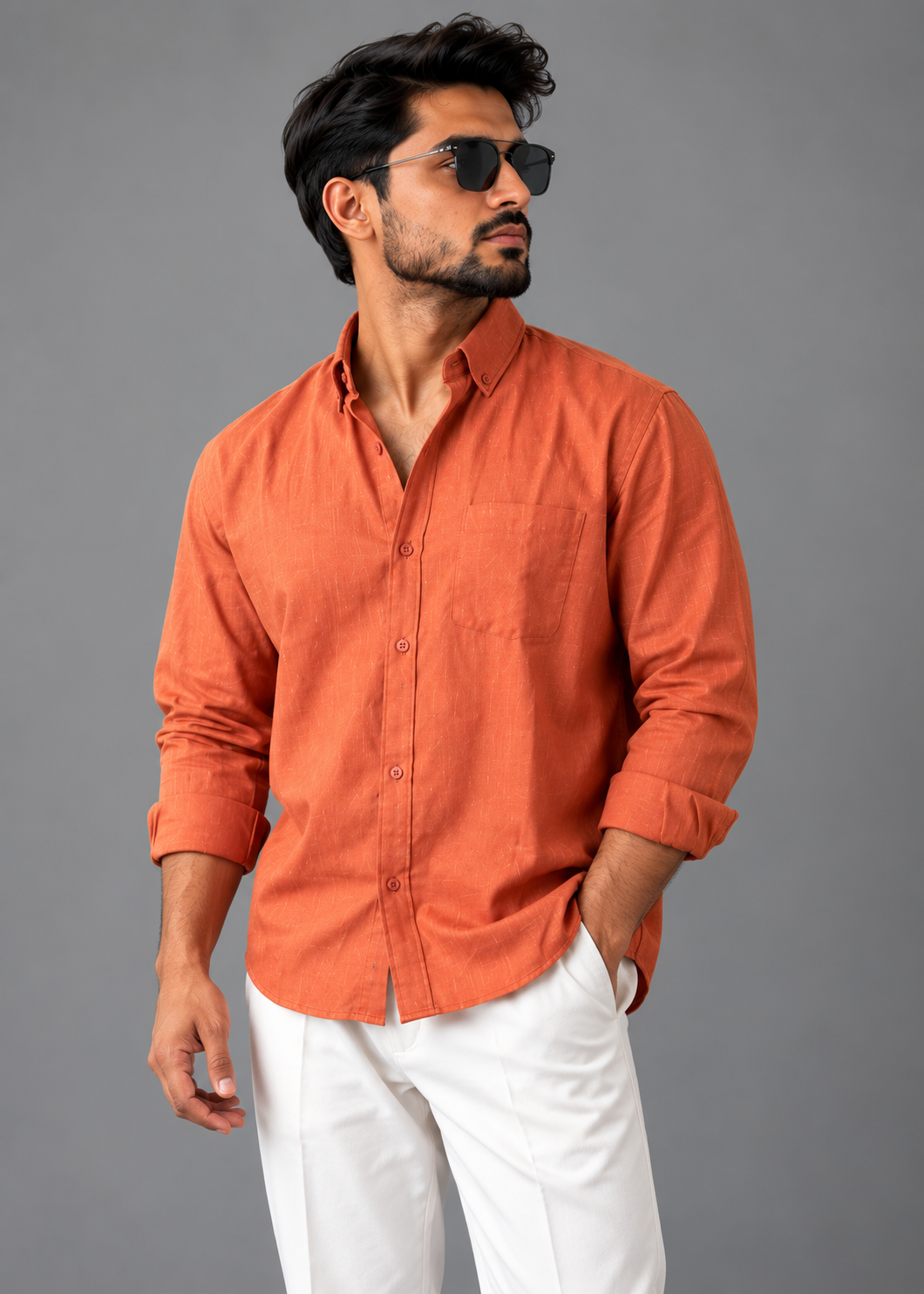 Relax Premium Linen Shirt — Burnt  Orange